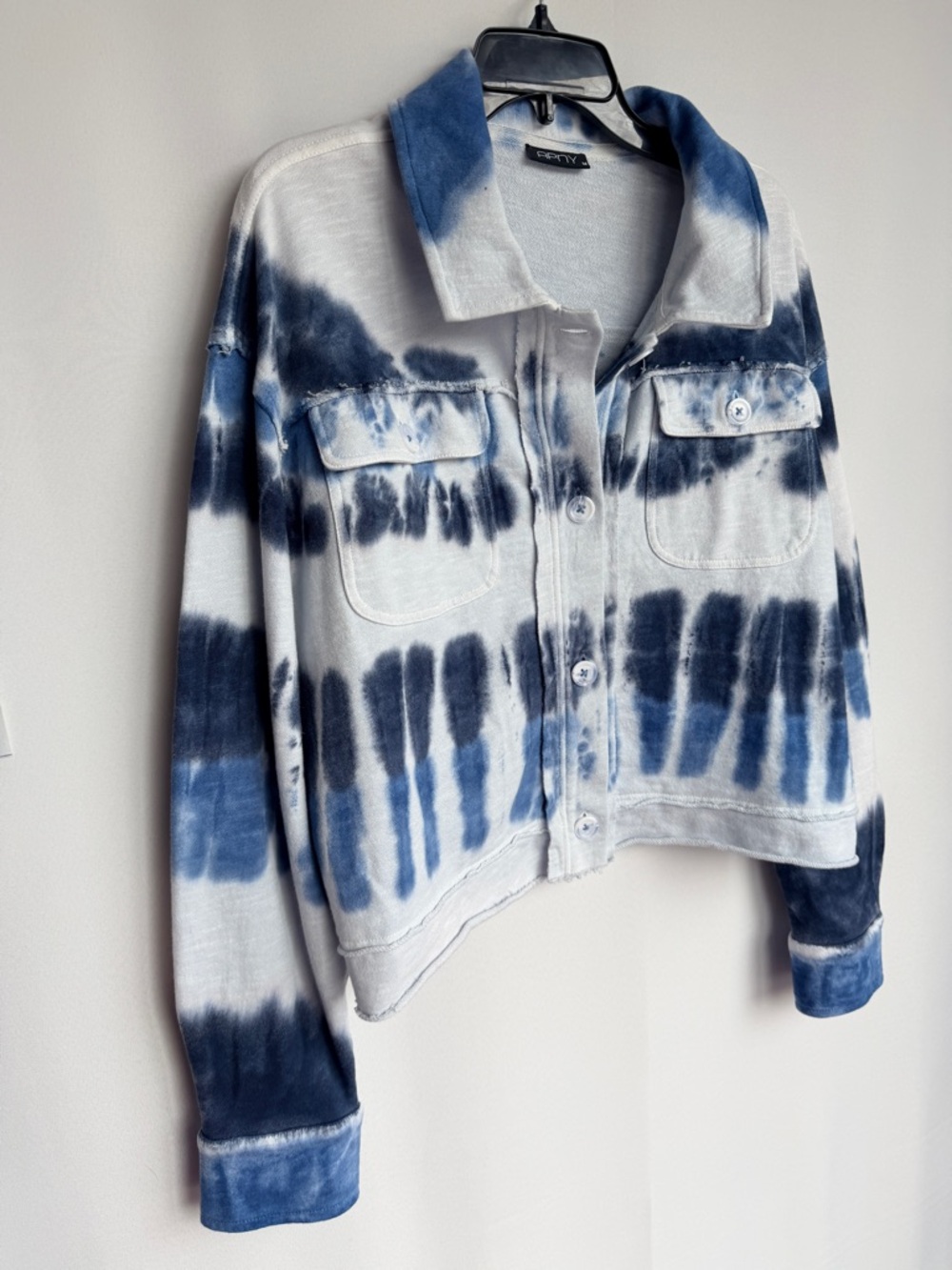 APNY Blue Tie Dye Cotton Jacket Medium – Oversized Button Front Shacket
